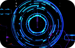 An image of neon blue circular schematics representing AI-Fit's reliability